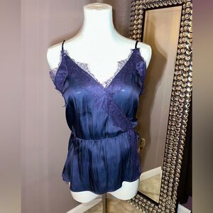 H&M Navy Blue Lace Trim Camisole